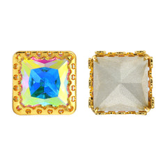 Crystal AB Princess Square Shape High-Quality Glass Sew-on Nest Hollow Claw Rhinestones WholesaleRhinestone