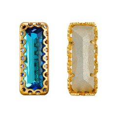 Bermuda Blue Princess Baguette Shape High-Quality Glass Sew-on Nest Hollow Claw Rhinestones WholesaleRhinestone