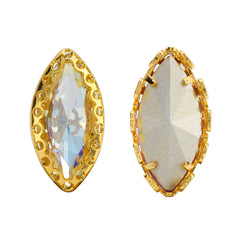 Moonlight Navette Shape High-Quality Glass Sew-on Nest Hollow Claw Rhinestones WholesaleRhinestone