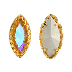 Paradise Shine Navette Shape High-Quality Glass Sew-on Nest Hollow Claw Rhinestones WholesaleRhinestone