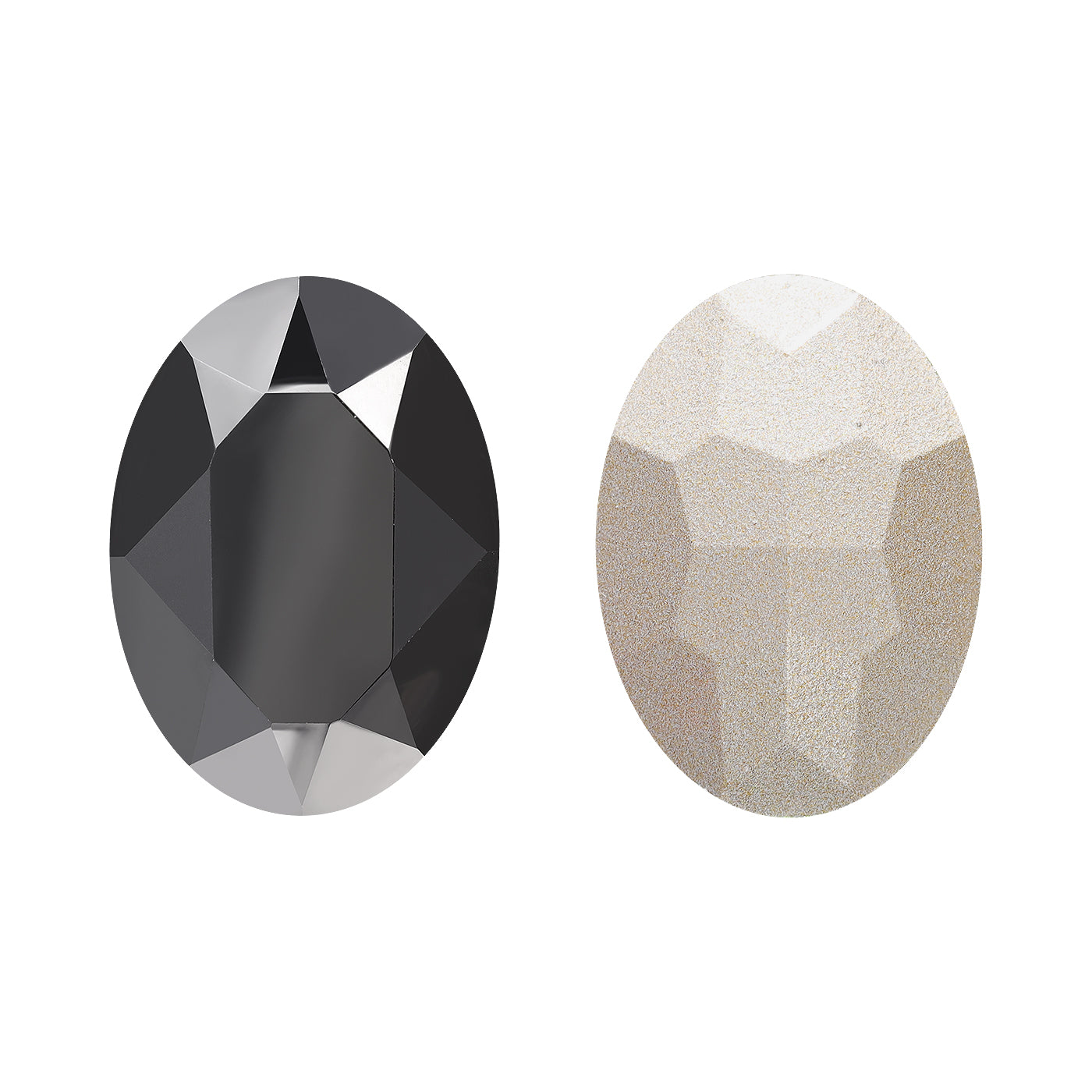 Jet Metallic Silver Oval Shape High Quality Glass Pointed Back Fancy Rhinestones WholesaleRhinestone