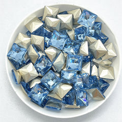 Lt Light Blue Princess Square Shape Glass Pointed Back Fancy Rhinestones WholesaleRhinestone