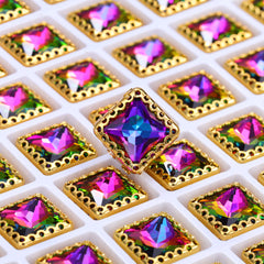 Volcano Princess Square Shape High-Quality Glass Sew-on Nest Hollow Claw Rhinestones WholesaleRhinestone