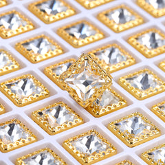 Crystal Princess Square Shape High-Quality Glass Sew-on Nest Hollow Claw Rhinestones WholesaleRhinestone