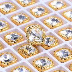 Crystal Cushion Square Shape High-Quality Glass Sew-on Nest Hollow Claw Rhinestones WholesaleRhinestone