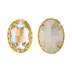 Moonlight Oval Shape High-Quality Glass Sew-on Nest Hollow Claw Rhinestones