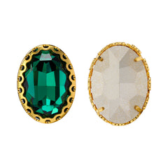 Emerald Oval Shape High-Quality Glass Sew-on Nest Hollow Claw Rhinestones WholesaleRhinestone