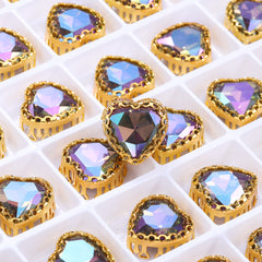 Ghost Light Maxi Heart Shape High-Quality Glass Sew-on Nest Hollow Claw Rhinestones WholesaleRhinestone