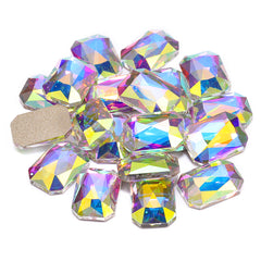 Crystal AB Octagon Shape High Quality Glass Beveled Flat Back Rhinestones WholesaleRhinestone