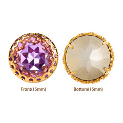 Violet Gemstone Flower Round Shape High-Quality Glass Sew-on Nest Hollow Claw Rhinestones WholesaleRhinestone