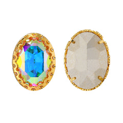 Crystal AB Oval Shape High-Quality Glass Sew-on Nest Hollow Claw Rhinestones WholesaleRhinestone