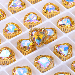 Paradise Shine Maxi Heart Shape High-Quality Glass Sew-on Nest Hollow Claw Rhinestones WholesaleRhinestone