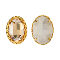 Golden Shadow Oval Shape High-Quality Glass Sew-on Nest Hollow Claw Rhinestones WholesaleRhinestone
