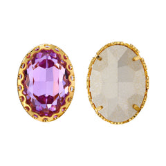Violet Oval Shape High-Quality Glass Sew-on Nest Hollow Claw Rhinestones WholesaleRhinestone