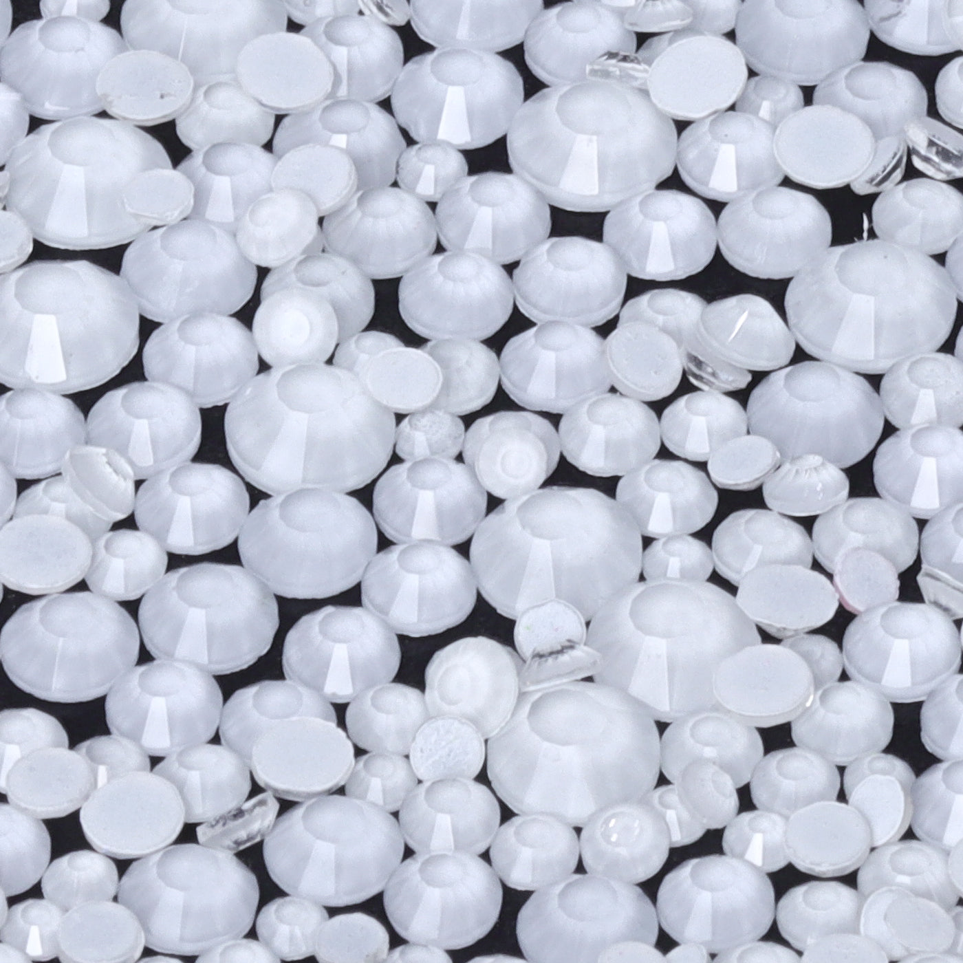 Mixed Sizes Mocha Neon White Glass Flat Back Rhinestones For Nail Art WholesaleRhinestone