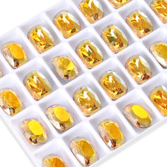 Metallic Sunshine Cushion Shape High Quality Glass Pointed Back Fancy Rhinestones WholesaleRhinestone