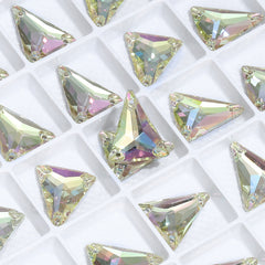Slim Triangle Shape Luminous Green High Quality Glass Sew-on Rhinestones WholesaleRhinestone