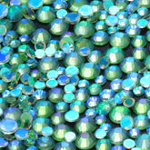 Mixed Sizes Aurora Light Green Glass Flat Back Rhinestones For Nail Art WholesaleRhinestone