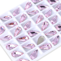 Light Rose Teardrop Shape High Quality Glass Pointed Back Fancy Rhinestones WholesaleRhinestone