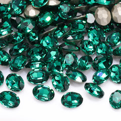 Emerald Oval Shape High Quality Glass Pointed Back Fancy Rhinestones WholesaleRhinestone