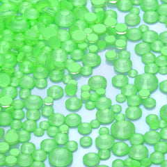 Mixed Sizes Neon Apple Green Glass Flat Back Rhinestones For Nail Art