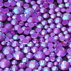 Mixed Sizes Mocha Shimmer Dk Purple Glass Flat Back Rhinestones For Nail Art WholesaleRhinestone