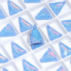 Slim Triangle Shape Light Sapphire AM High Quality Glass Sew-on Rhinestones WholesaleRhinestone