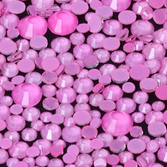 Mixed Sizes Mocha Neon Pink Glass Flat Back Rhinestones For Nail Art WholesaleRhinestone