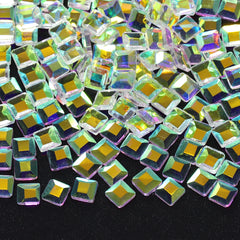 Cristal de forma cuadrada AB Rhinestones de elegancia plana de espalda plana
