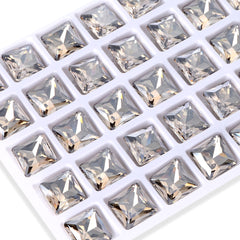 サテンプリンセススクエアシェイプ高品質のガラス尖ったバックファンシーラインストーン