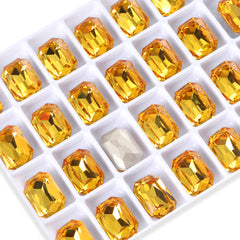 Light Topaz Thin Octagon Shape High Quality Glass Pointed Back Fancy Rhinestones WholesaleRhinestone