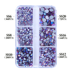Mixed Sizes 6 Grid Box Light Amethyst AB Glass HotFix Rhinestones For Clothing DIY WholesaleRhinestone