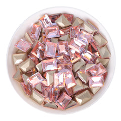 Cognac Pink Rectangle Shape Glass Pointed Back Fancy Rhinestones WholesaleRhinestone