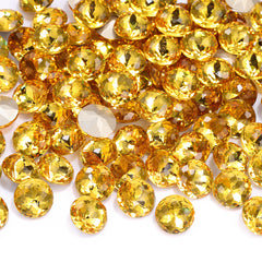 Light Topaz Dome Round Shape High Quality Glass Pointed Back Fancy Rhinestones WholesaleRhinestone
