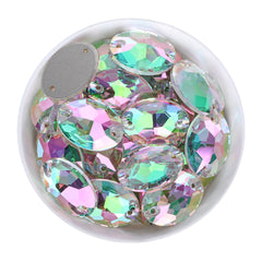 Crystal fantasma forma ovalada de alta calidad Glass Se cose-on-On Rhinestones