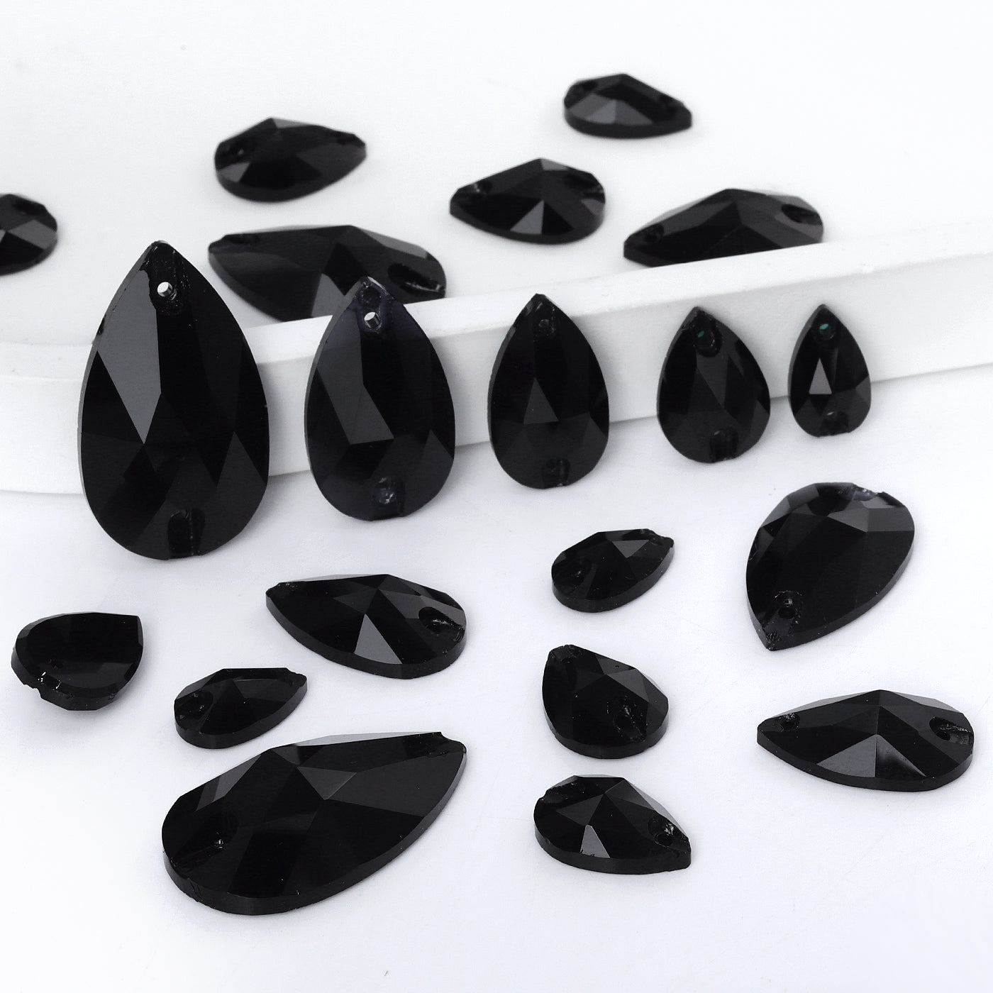 Mixed Sizes Jet Drop Shape High Quality Glass Sew-on Rhinestones WholesaleRhinestone