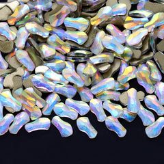 Pentagon Form Crystal Ab flad bagfra rhinestones