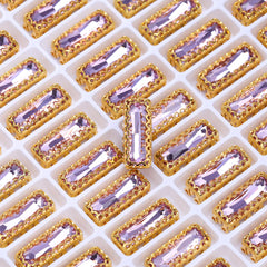 Violet Princess Baguette Shape High-Quality Glass Sew-on Nest Hollow Claw Rhinestones WholesaleRhinestone