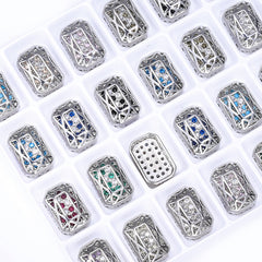 Octagon Shape Imitation Rhodium Plated High-Quality Sew-on Alloy Charms Inlaid Cubic Zirconia WholesaleRhinestone