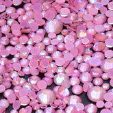 Mixed Sizes Mocha Shimmer Lt Pink Glass Flat Back Rhinestones For Nail Art WholesaleRhinestone