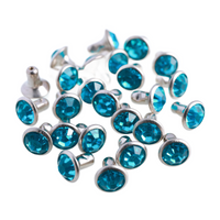 100 Sets Aquamarine Glass Rhinestone Rivets for Leather Craft DIY Making WholesaleRhinestone