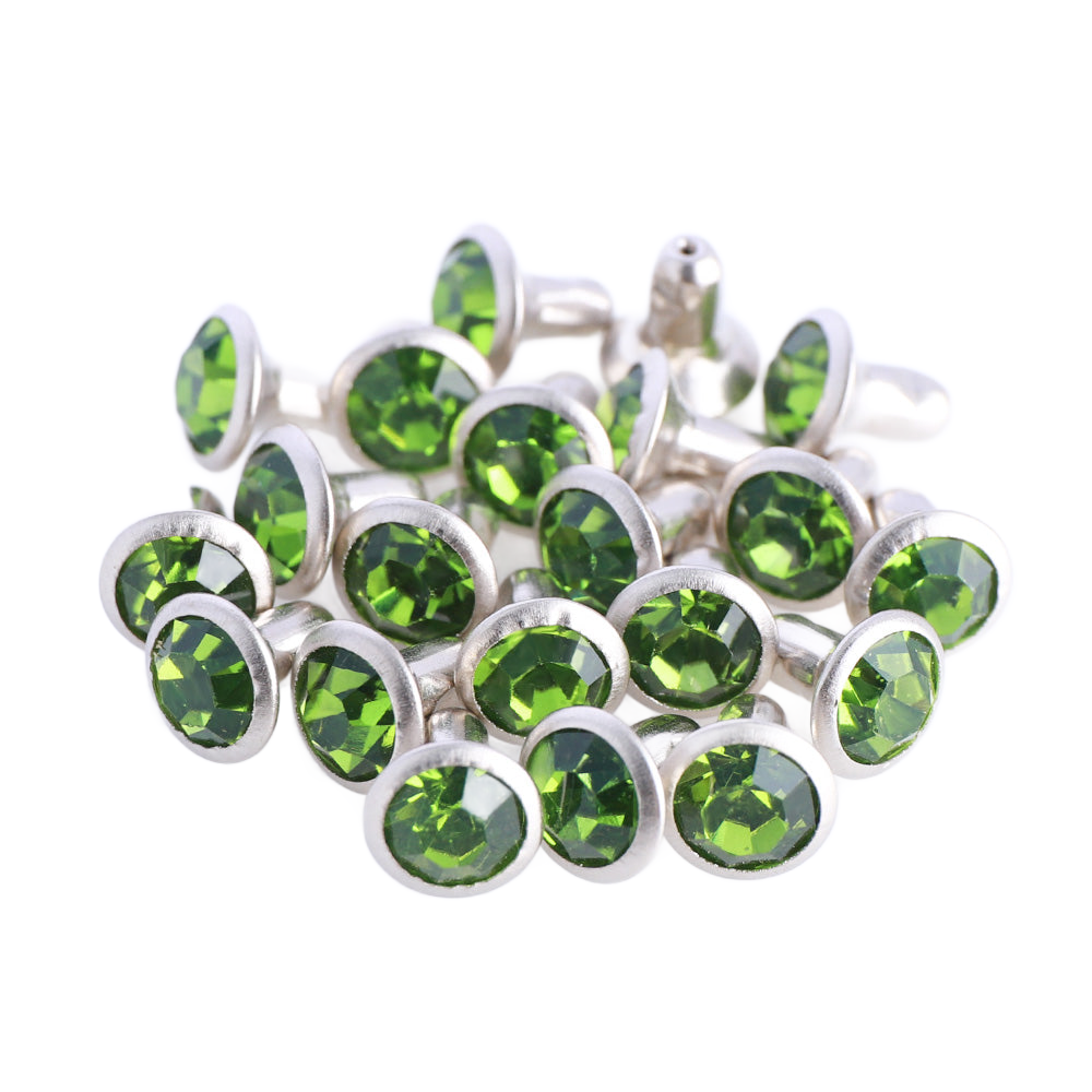100 Sets Light Green Glass Rhinestone Rivets for Leather Craft DIY Making WholesaleRhinestone