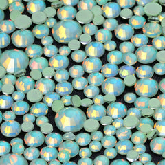 Mixed Sizes Mocha Opal Lt Green Glass Flat Back Rhinestones For Nail Art WholesaleRhinestone