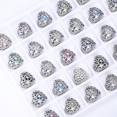 Heart Shape Imitation Rhodium Plated High-Quality Sew-on Alloy Charms Inlaid Cubic Zirconia WholesaleRhinestone