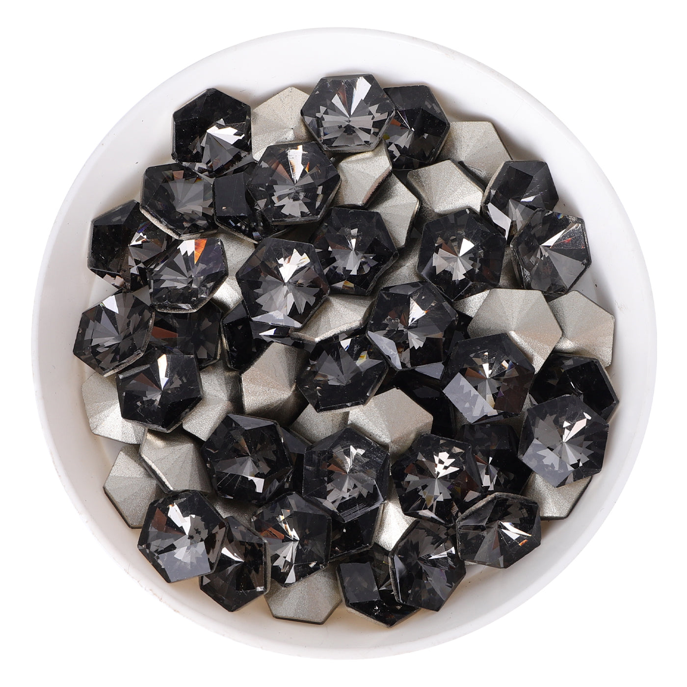 Black Diamond Hexagon kaleidoscope Shape Glass Pointed Back Fancy Rhinestones WholesaleRhinestone