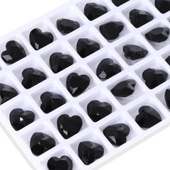 Jet Heart Shape High Quality Glass Pointed Back Fancy Rhinestones WholesaleRhinestone