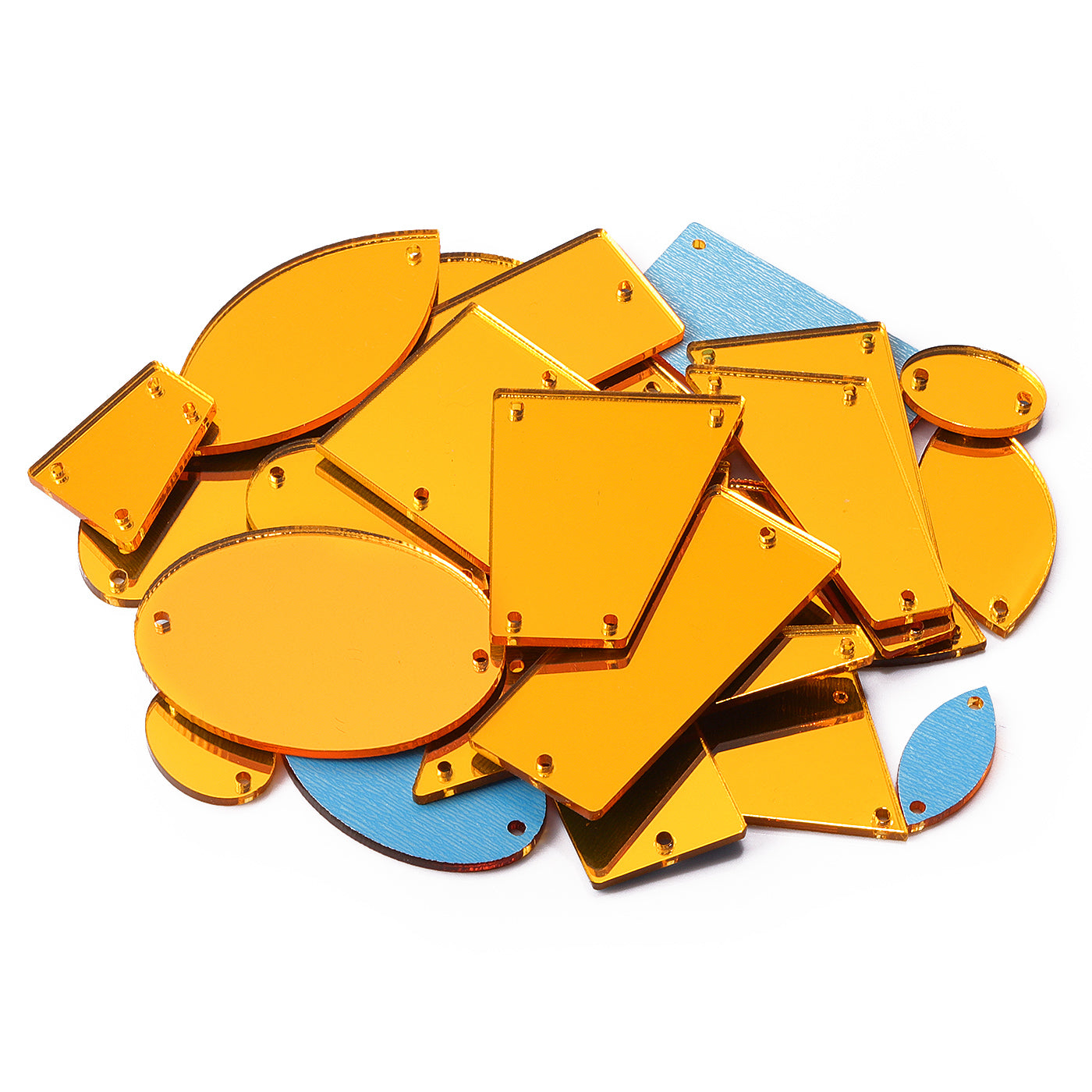 Golden Yellow Mixed Shapes Acrylic Sew-on Mirror For Dance Costume WholesaleRhinestone