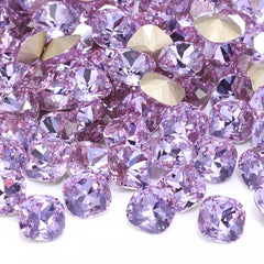 Violet Cushion Square Shape High Quality Glass Pointed Back Fancy Rhinestones WholesaleRhinestone