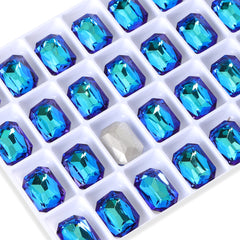 Bermuda Blue Thin Octagon Shape High Quality Glass Pointed Back Fancy Rhinestones WholesaleRhinestone