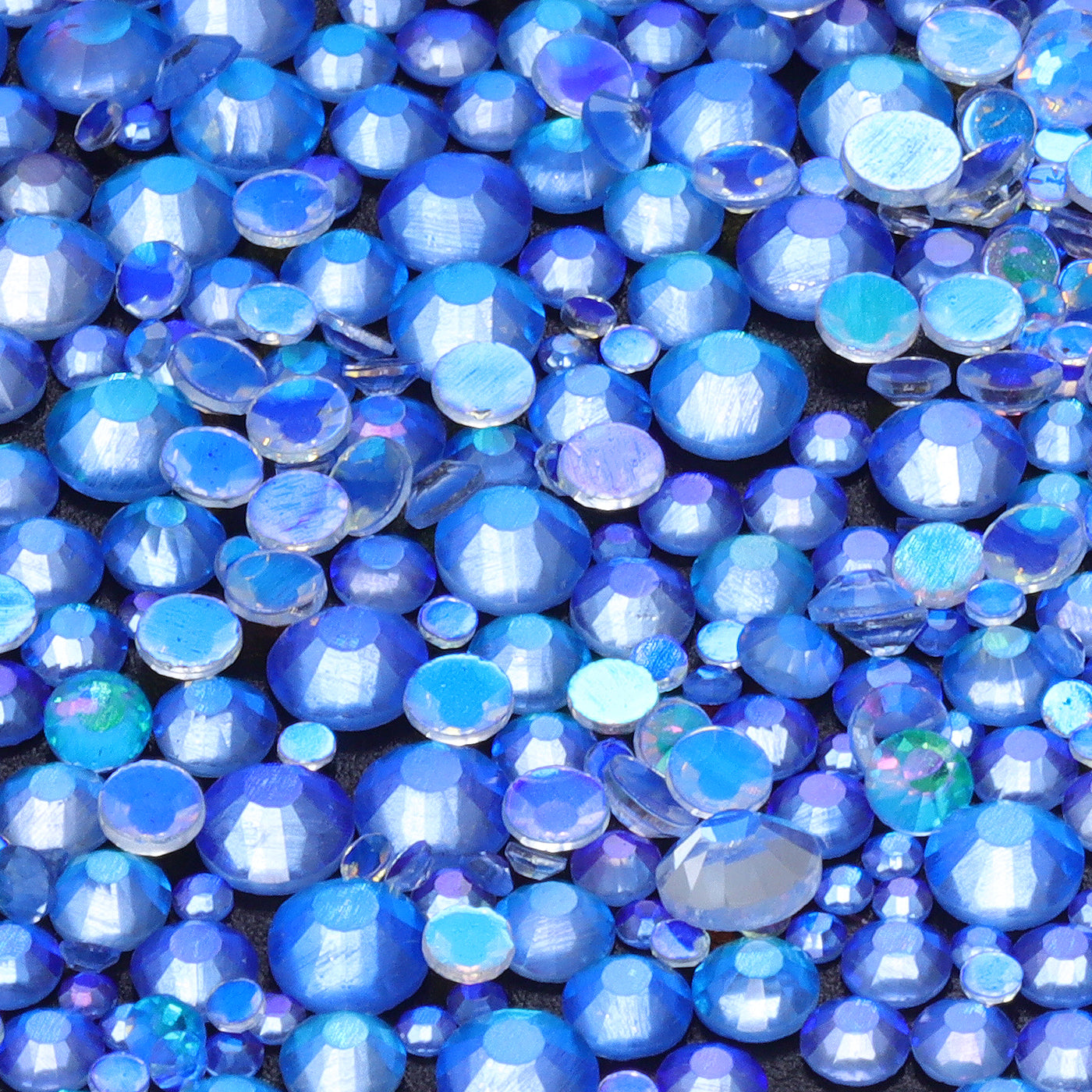 Mixed Sizes Aurora Light Blue Glass Flat Back Rhinestones For Nail Art WholesaleRhinestone